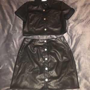 Black 2 piece faux leather set
